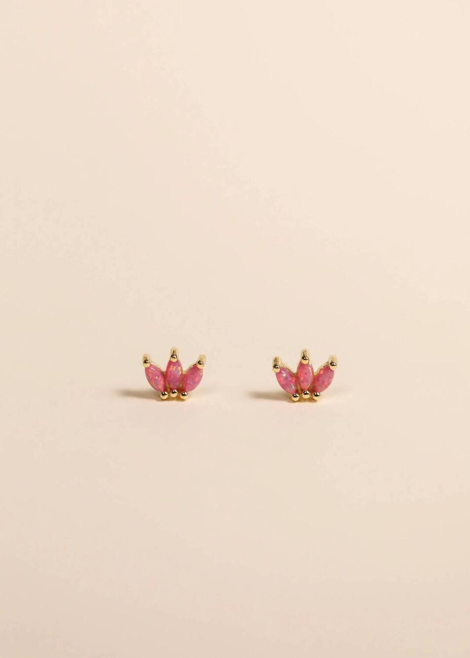 NEW JAXKELLY women's opal crown stud earrings in pink